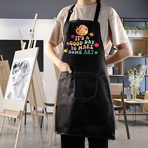 WZMPA Artist Painters Apron With Pockets Art Teacher Gift It's A Good Day To Make Art Adjustable Apron For Art Lover Student (Make Art Apron BL)