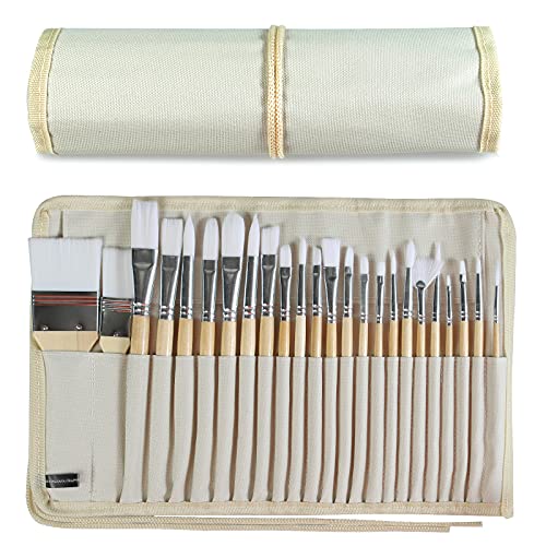 Paint Brushes Set of 24 Pieces Wooden Handles Brushes