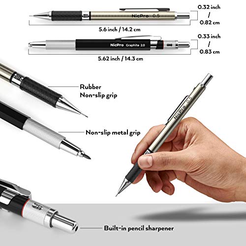 Nicpro 6PCS Art Mechanical Pencils Set