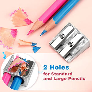 Tamaki 8 Pack Handheld Metal Pencil Sharpener with 2 Holes for Schools, Offices, Homes, Art Projects