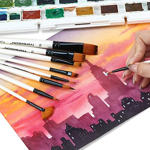 Transon Paint Brush Kit 10pcs Art Brushes and 1 Paint Spatula with Brush Case