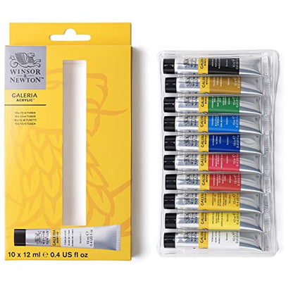 Winsor & Newton Galeria Acrylic Paint, 10 x 12ml (0.4--oz) Tube Paint Set