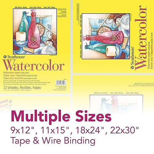Strathmore 300 Series Watercolor Paper Pad, Tape Bound