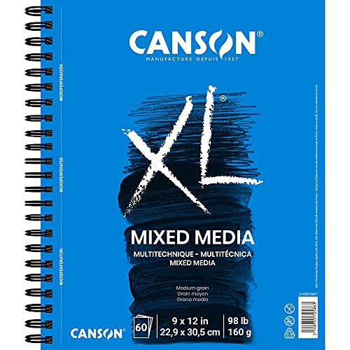 Canson 100510927 XL Series Mix Paper Pad, 98 Pound, 9 x 12 Inch, 60 Sheets, 1-Pack