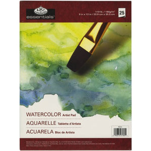 ROYAL BRUSH Royal Langnickel 25-Sheet Watercolor Essentials Artist Paper Pad, 9-Inch by 12-Inch