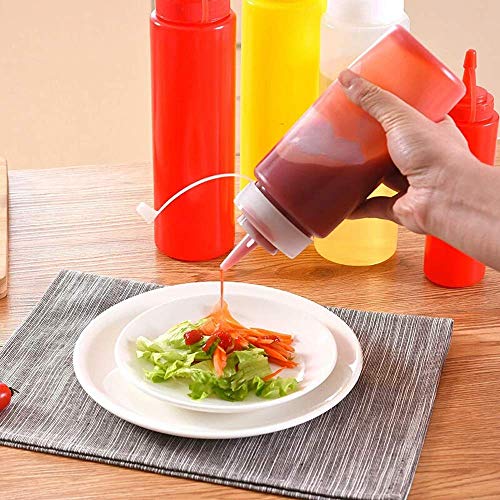 Bekith 12 pack 12 Oz Plastic Squeeze Condiment Bottles with Twist On Cap Lids and Discrete Measurements, Wide Mouth Empty Squirt Bottle For Sauce, Ketchup, BBQ, Dressing, Paint