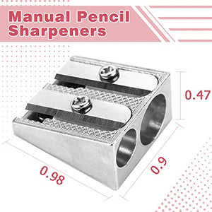 Tamaki 8 Pack Handheld Metal Pencil Sharpener with 2 Holes for Schools, Offices, Homes, Art Projects