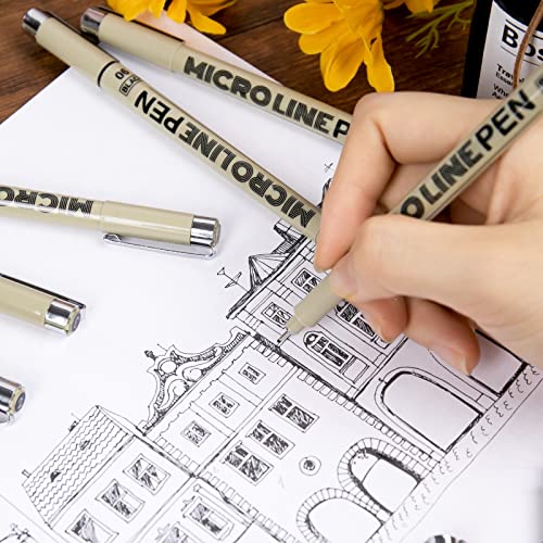 Micro-Pen Fineliner Ink Pens, 12 Pack Black Micro Fine Point Drawing Pens Waterproof Archival Ink Multiliner Pens for Artist Illustration, Sketching, Technical Drawing, Anime, Manga, Scrapbooking
