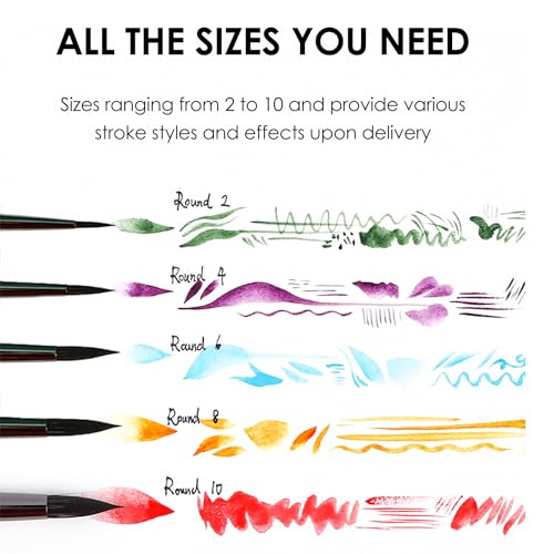 Grabie Professional Synthetic Round Paint Brush Set of 5