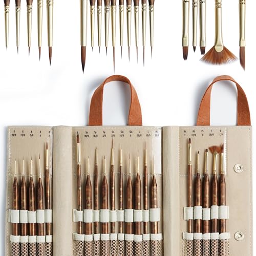 Artify Extreme Detail Paint Brushes, Miniature Paint Brushes for Models, 20pcs Mini Small Paint Brushes for Painting with a Handbag, Ultra Fine Miniature Brushes for Fine Detailing