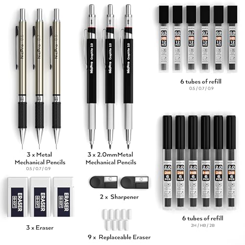Nicpro 6PCS Art Mechanical Pencils Set