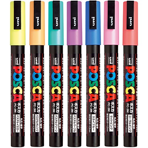 Uni Posca Paint Marker Pen, Fine Point, Set of 7 Natural Color