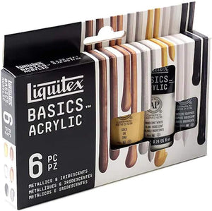 Liquitex Basics Metallics & Iridescents Acrylic Paint Set