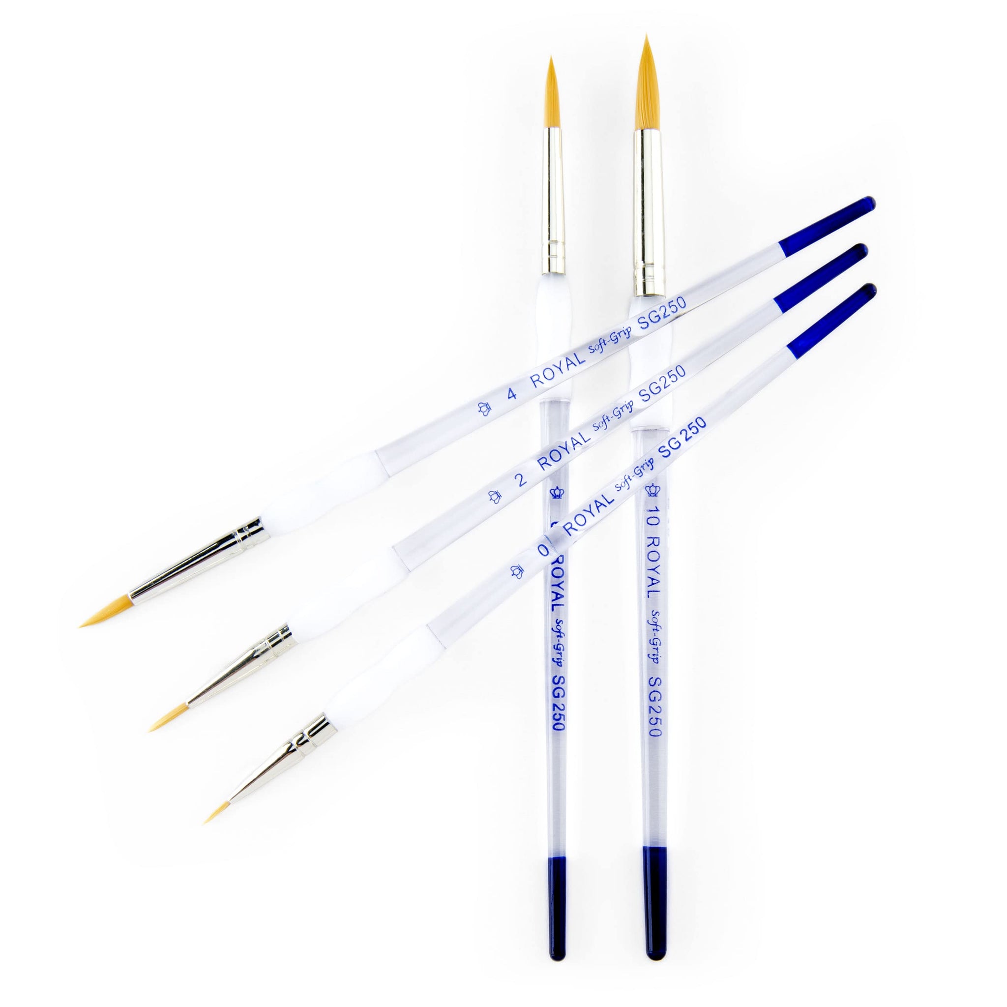 Royal Brush Soft Grip Round Golden Taklon Fiber Paint Brush Set, Assorted Size, Set of 5