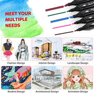 Hyrrt 80 Colors Dual Tips Alcohol Markers, Art Markers Pens with Pen Holder, Permanent Sketch Markers Set for Kids Adults Coloring,Painting, Sketching, Illustrations