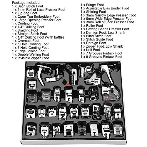 Presser Foot Set 42Pcs, Sewing Machine Presser Feet Kit Accessories with  Manual for Brother, Babylock, Singer, Elna, Toyota, New Home, Simplicity,  Necchi, Kenmore Low Shank Machines