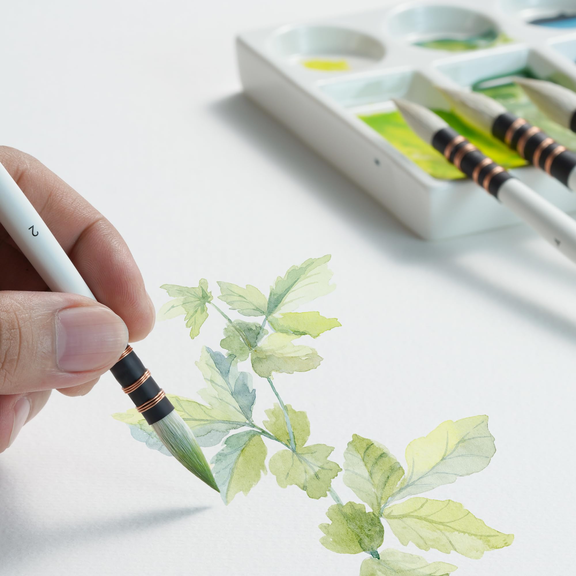 ARTIFY 5PCS Professional Natural Goat Hair Quill Watercolor Brushes