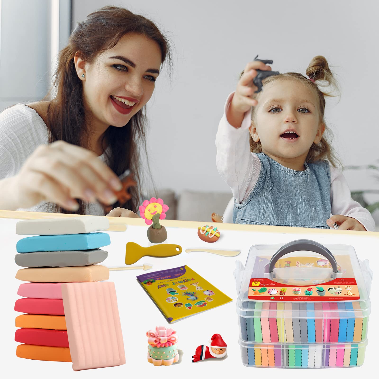 Polymer Clay 50 Colors, Modeling Clay for Kids