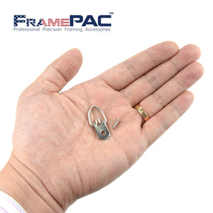 FramePac D-Ring Single Hole Picture Hangers with Screws [100 Pack] - (AKA Picture Hanging Hardware, Picture Frame Hanger, Picture Hanger Hooks, Picture Hooks for Hanging)