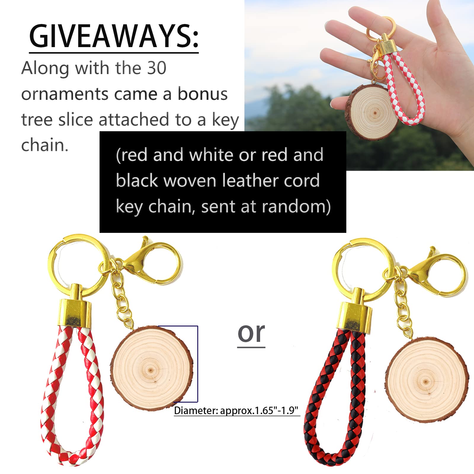 SENMUT Wood Slices 30 Pcs 3.1-3.6inch Natural Rounds