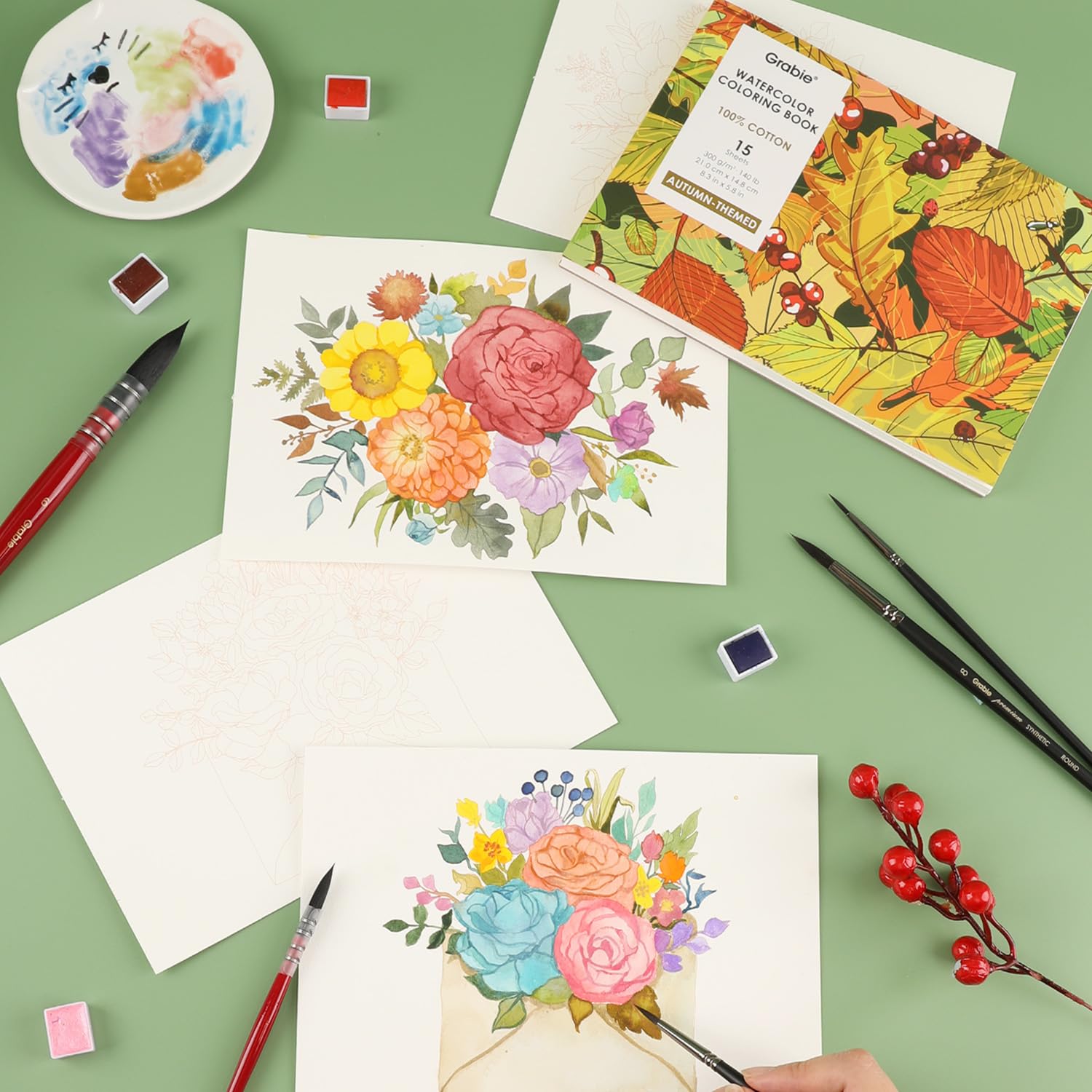 Grabie Watercolor Coloring Book