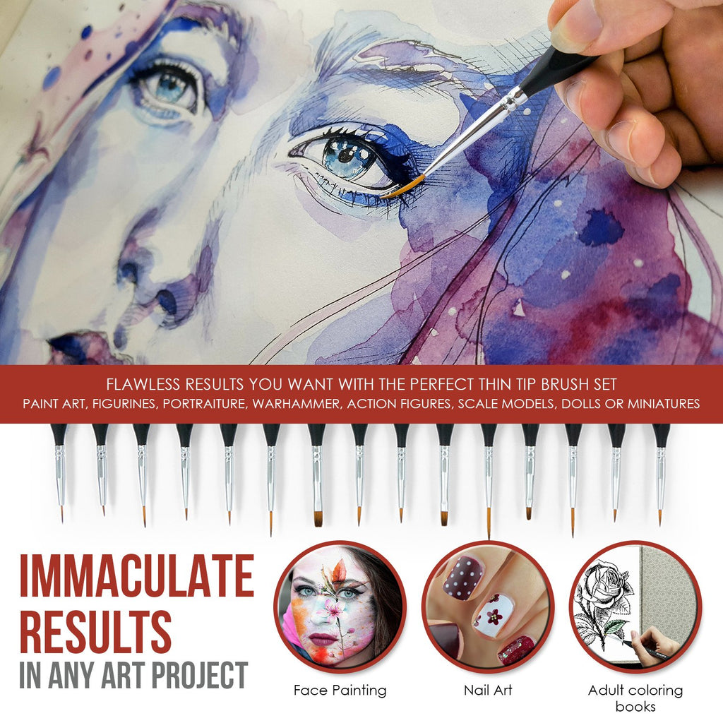 Detail Paint Brush Set, 15pcs Fine Miniature Paint Brushes