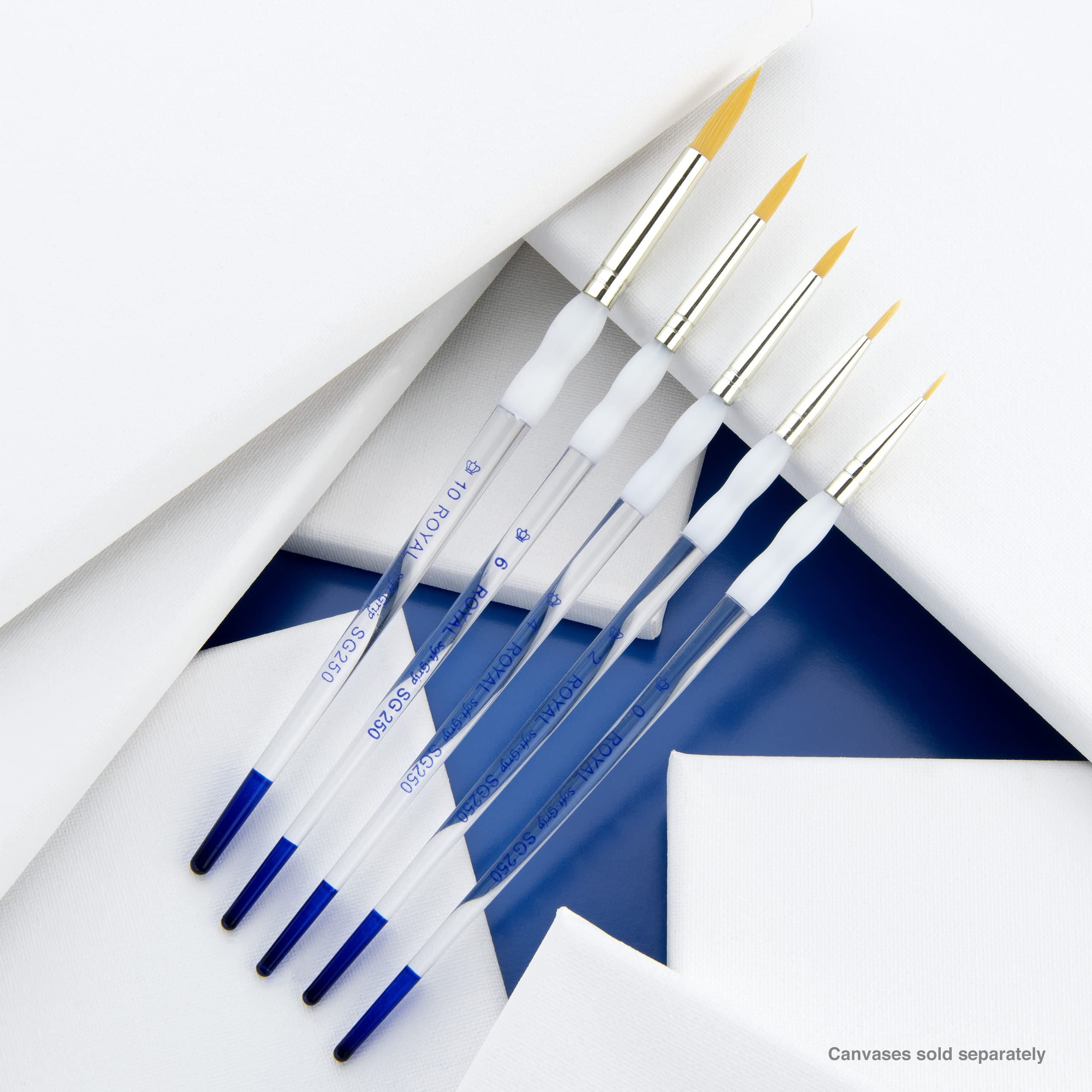 Royal Brush Soft Grip Round Golden Taklon Fiber Paint Brush Set