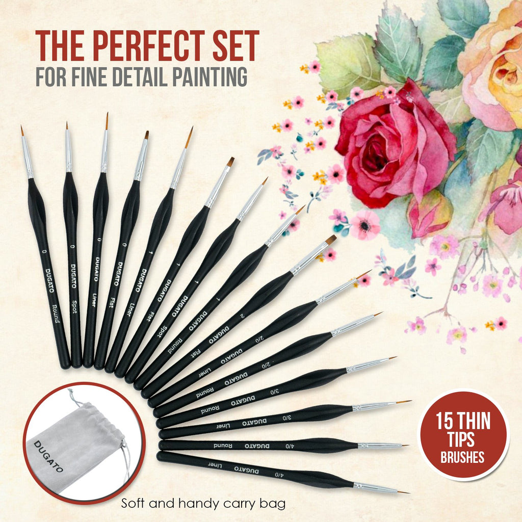Detail Paint Brush Set, 15pcs Fine Miniature Paint Brushes