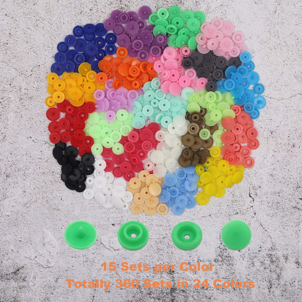 EuTengHao 1440Pcs Plastic Snap Buttons No-Sew Snap