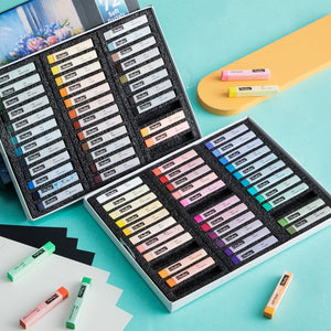Ohuhu 72 Long Chalk Pastels Set: 72 Soft Pastels For Artists Including 4 Fluorescent Colors With 6 Pastel Papers for Drawing Blending Layering Shading Pastels Art Supplies for Adults Kids Beginners