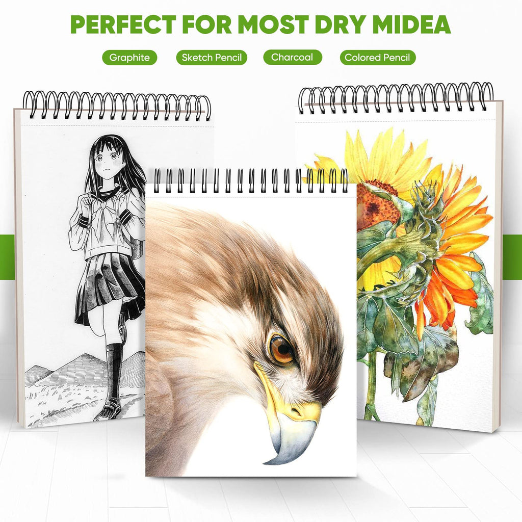 Soucolor 9" x 12" Sketch Book, 1-Pack 100 Sheets Spiral Bound Art Sketchbook