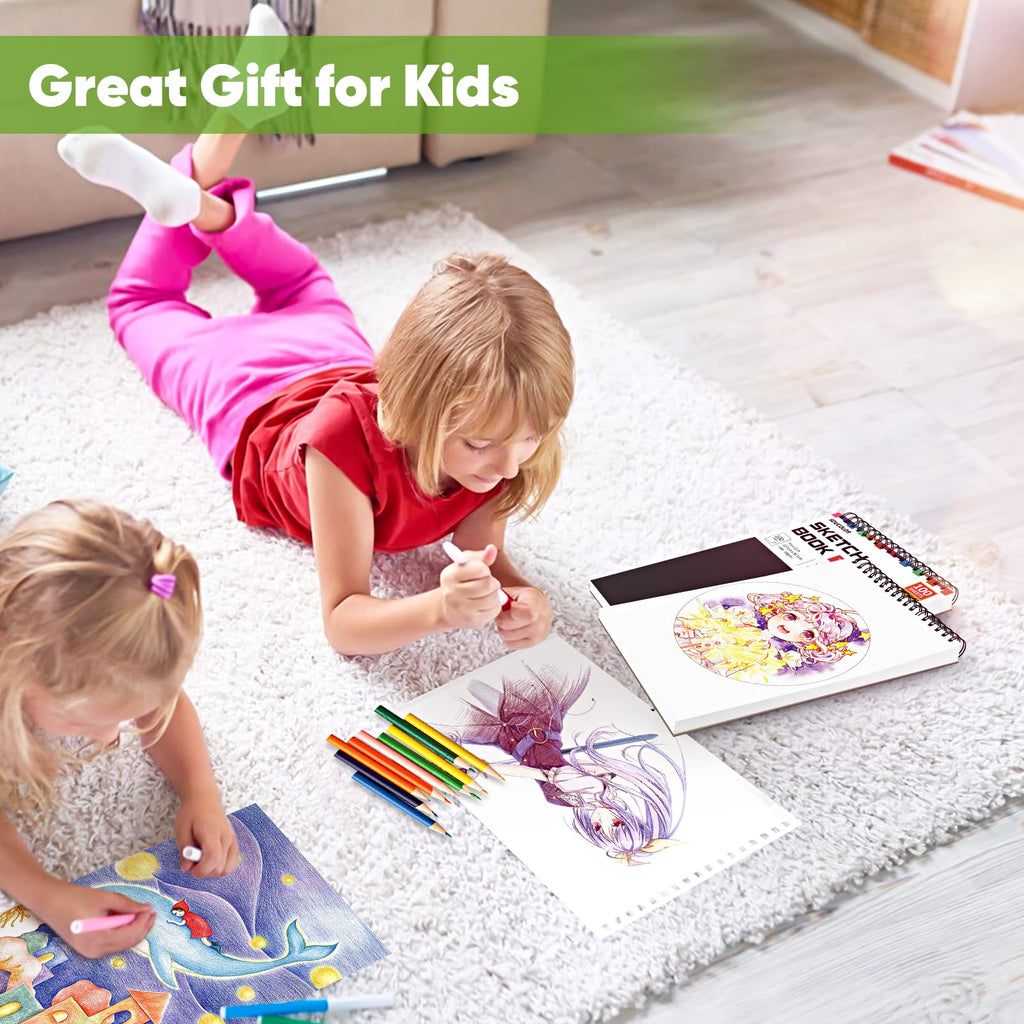 Soucolor 9" x 12" Sketch Book, 1-Pack 100 Sheets Spiral Bound Art Sketchbook