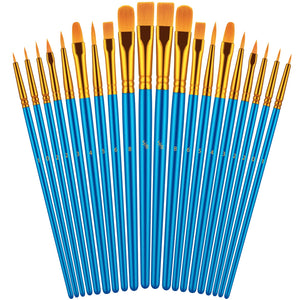 Paint Brushes Set, 20 Pcs Paint Brushes for Acrylic Painting, Oil Watercolor Acrylic Paint Brush, Artist Paintbrushes for Face Rock Canvas, Kids Adult Drawing Arts Crafts Supplies, Pure Black