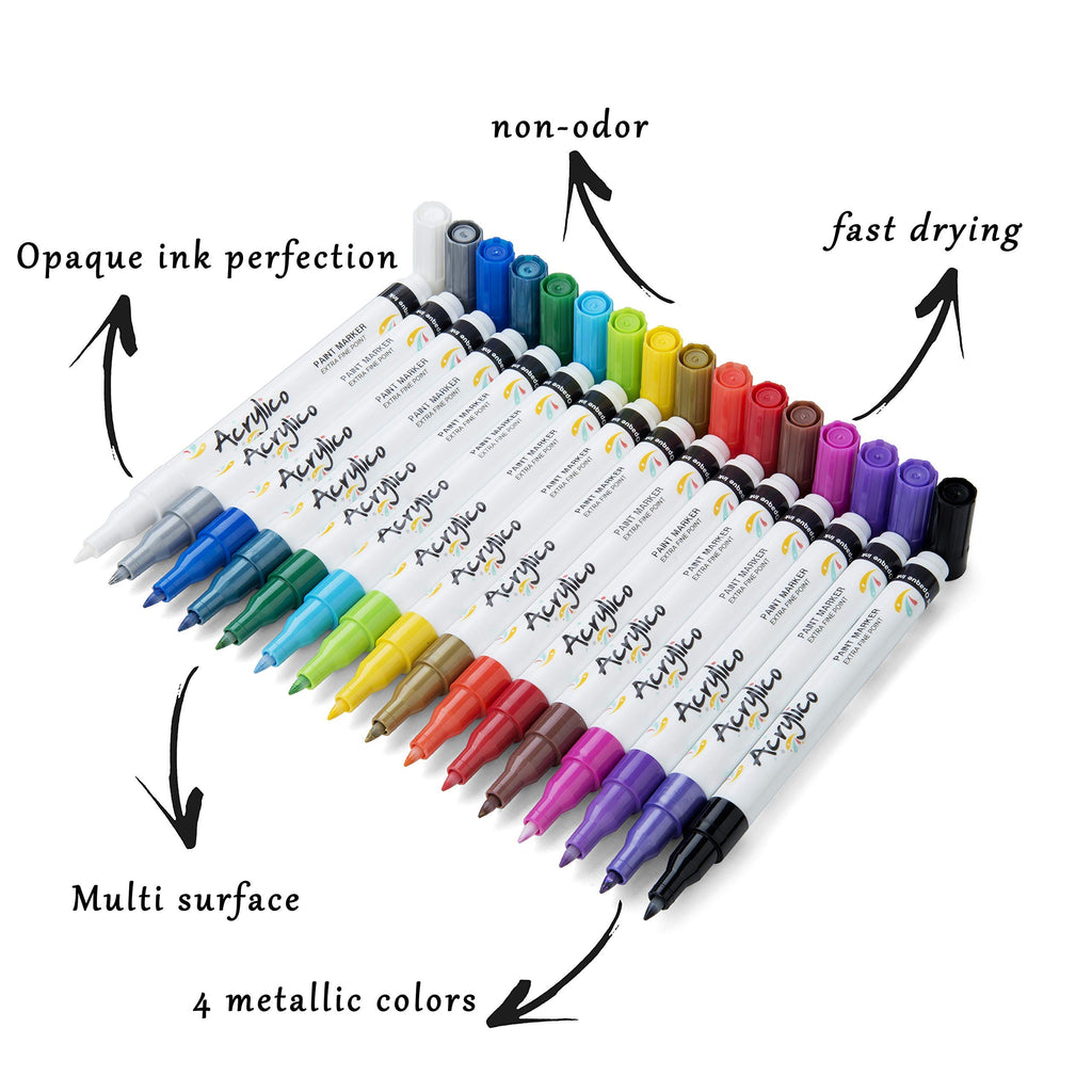 Acrylic Paint Pens for Rock Painting Set of 16