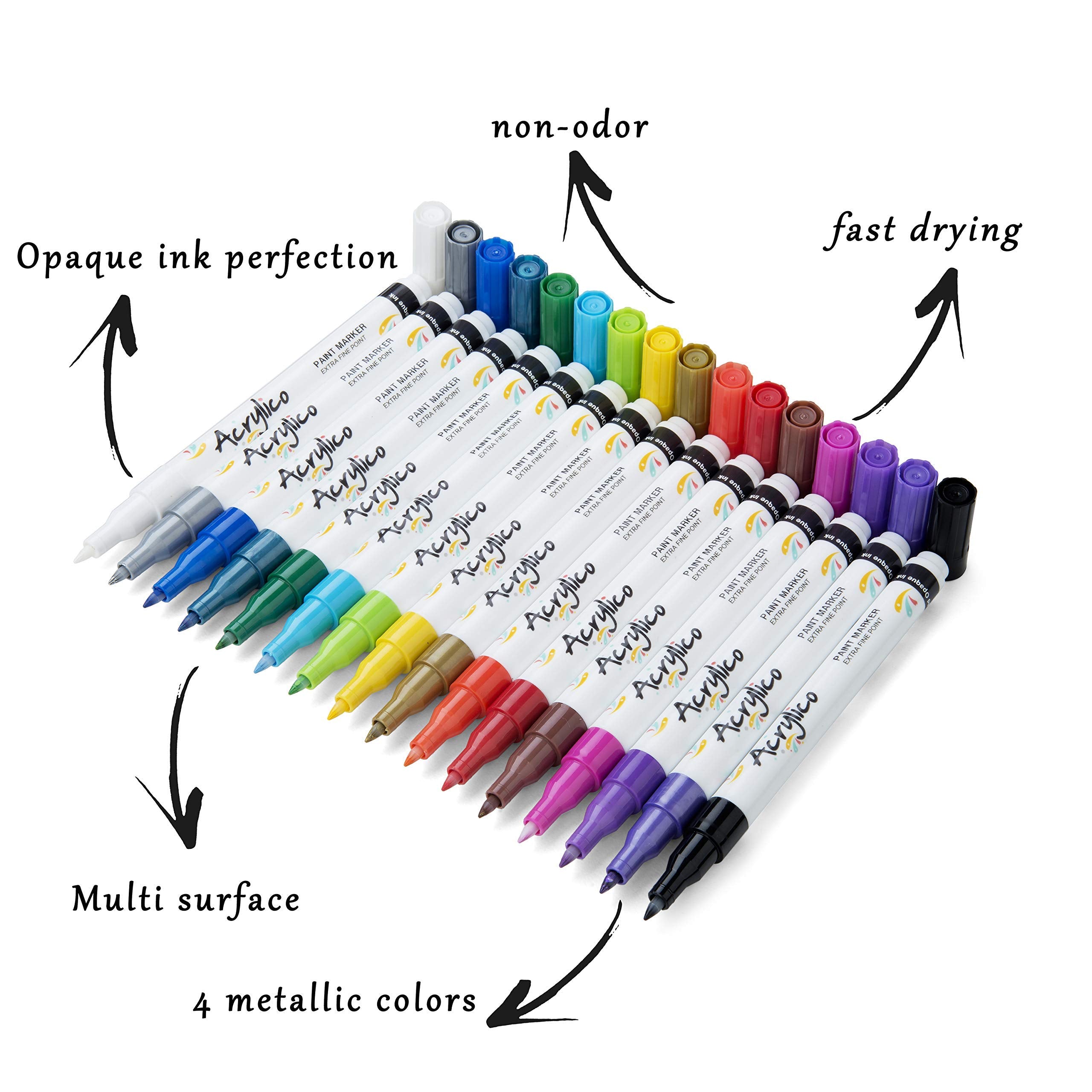 Acrylic Paint Pens for Rock Painting Set of 16