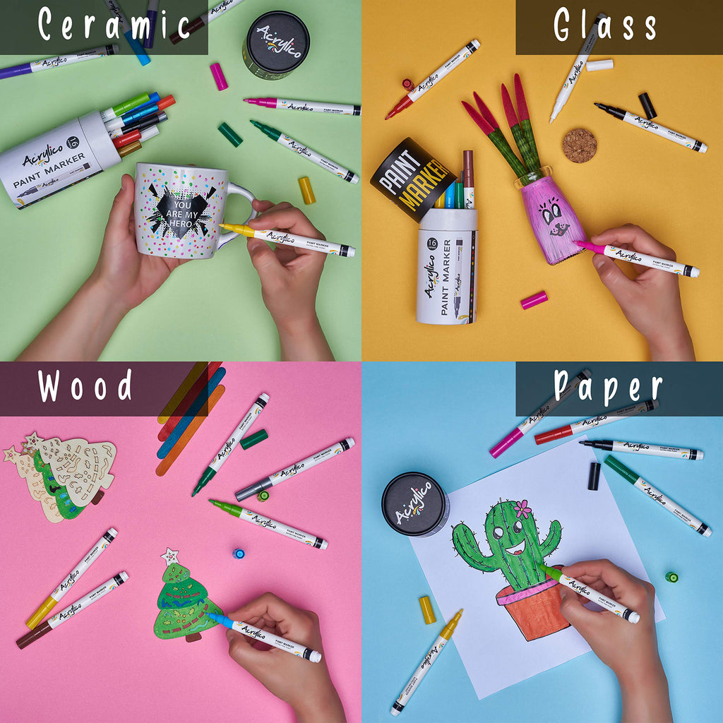 Acrylic Paint Pens for Rock Painting Set of 16
