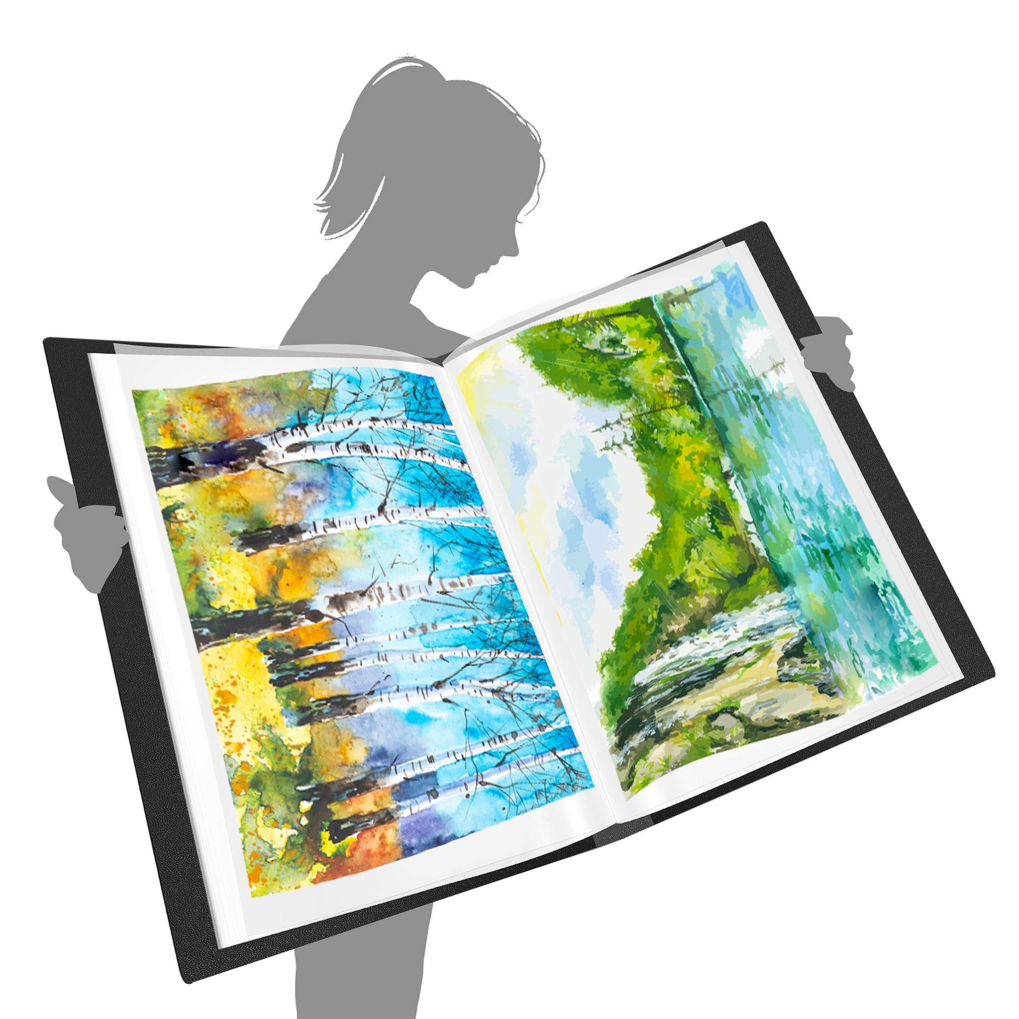 Presentation Book 40 Clear Pockets Sleeves Protectors Art Portfolio Clear Book for Artwork, Report Sheet, Letter (Can Accommodate 24.2 X 18.4inch)