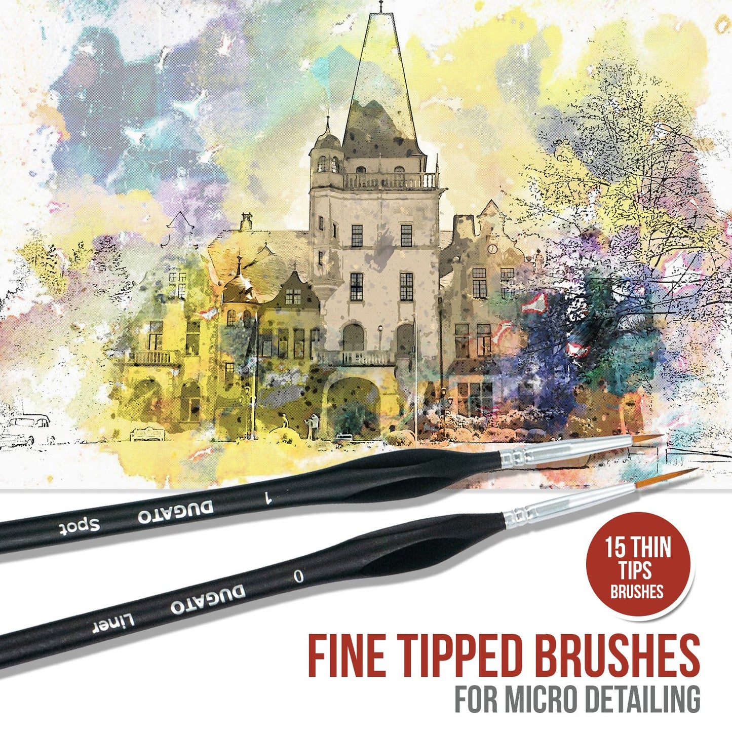 Detail Paint Brush Set, 15pcs Fine Miniature Paint Brushes