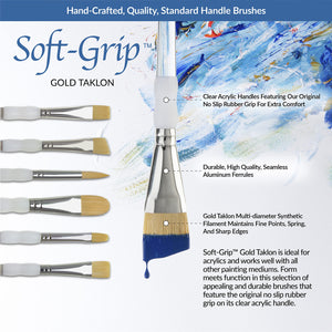 Royal Brush Soft Grip Round Golden Taklon Fiber Paint Brush Set, Assorted Size, Set of 5